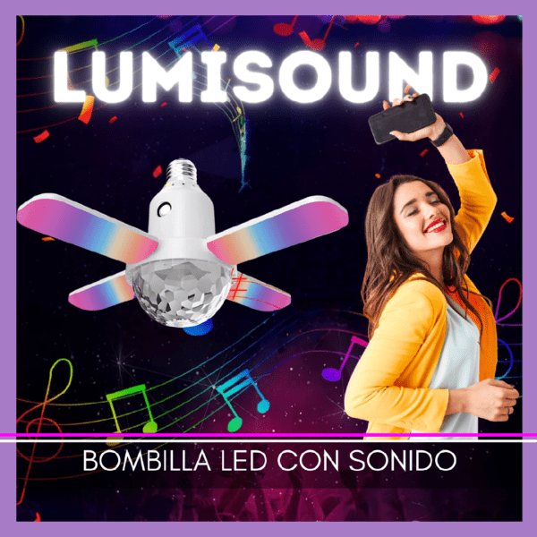 BOMBILLA LED DE COLORES CON SONIDO LUMISOUND - Image 2